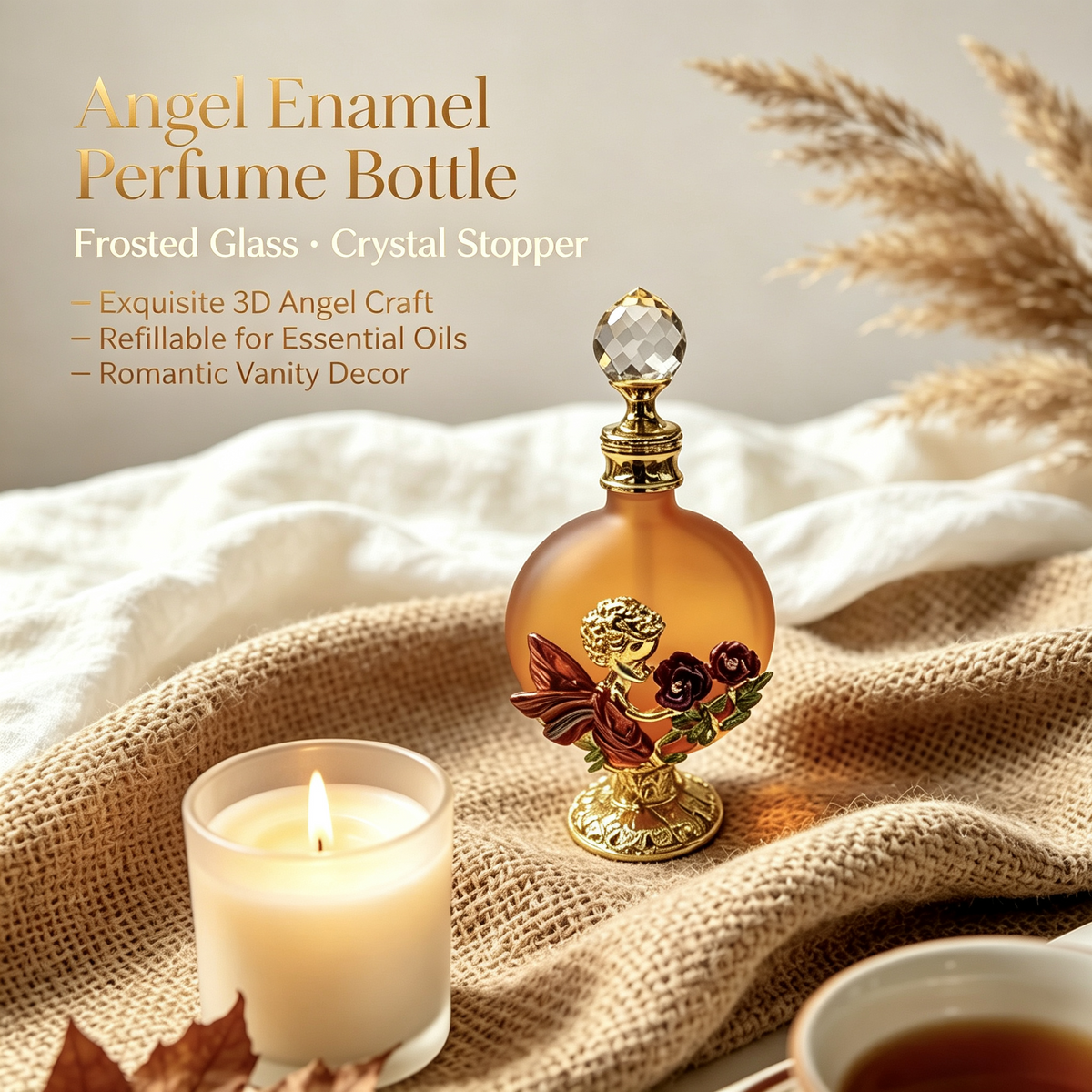 4pcs Crystal Perfume Essential Oil Bottle 30ml D9341 4pcs كريستال عطر زجاجة الزيوت الأساسية 30 مل D9341