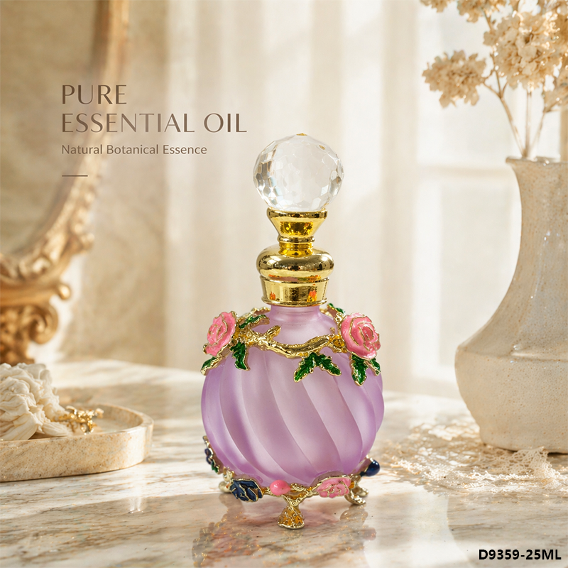 1pcs Crystal Perfume Essential Oil Bottle 25ml 4colors D9359 1pcs زجاجة النفط العطر الكريستال 25 مل اللون D9359