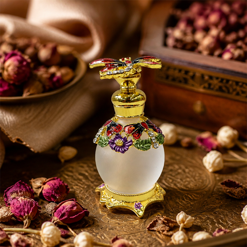 4pcs Crystal Perfume Essential Oil Bottle 15ml D9307 4pcs كريستال عطر زجاجة الزيوت الأساسية 15 مل D9307