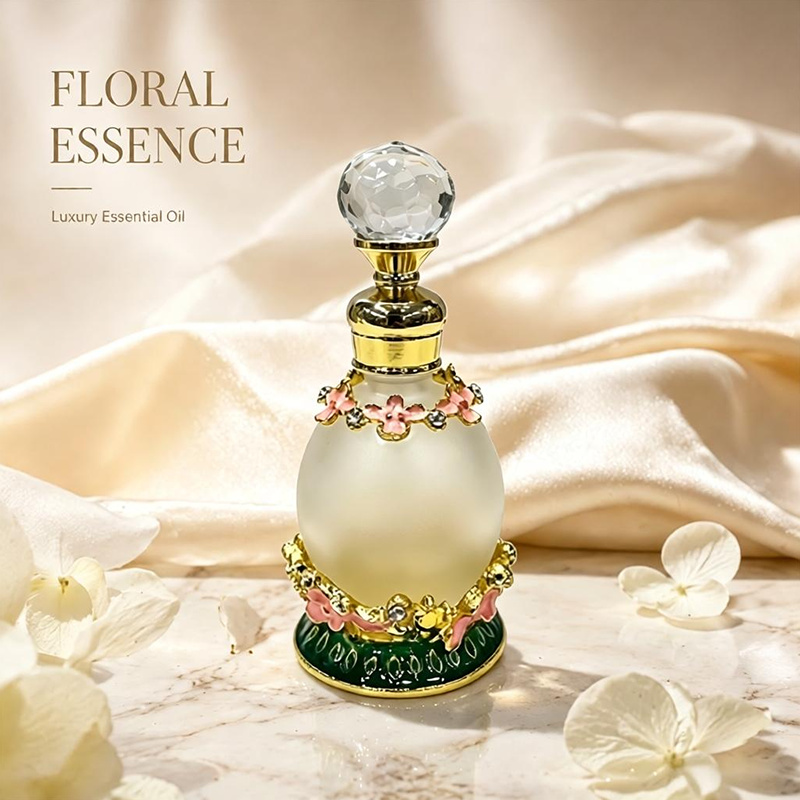4pcs Crystal Perfume Essential Oil Bottle 15ml D9340 4pcs كريستال عطر زجاجة الزيوت الأساسية 15 مل D9340