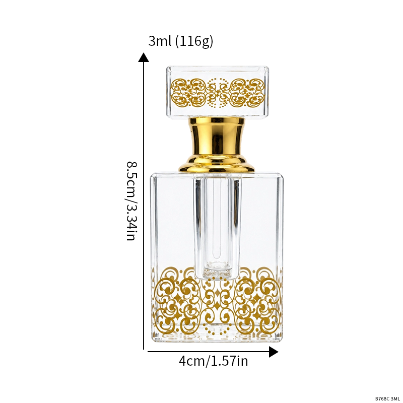 1pcs Crystal Perfume Essential Oil Bottle 3ml B768C زجاجة زيت كريستالية فارغة بسعة 3 مل، زجاجة عطور زيتية فارغة، زجاجة عطر زيتية قابلة لإعادة التعبئة، زجاجة زيت بسعة 3 مل.