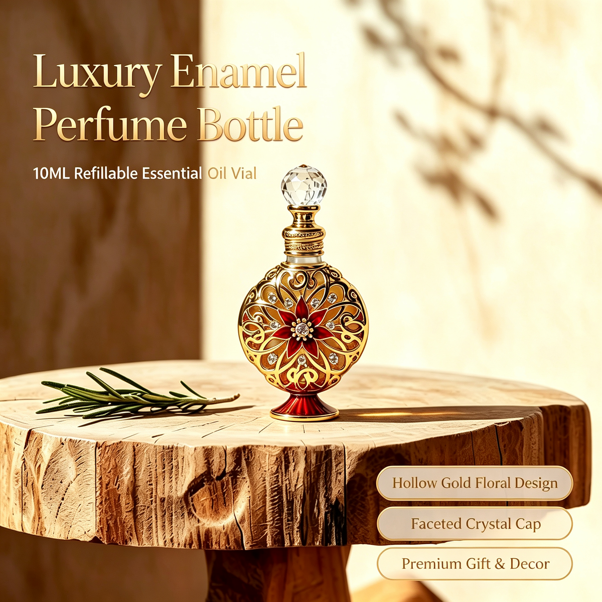 4pcs Crystal Perfume Essential Oil Bottle 10ml D9350 4pcs كريستال عطر زجاجة الزيوت العطرية 10 مل D9350