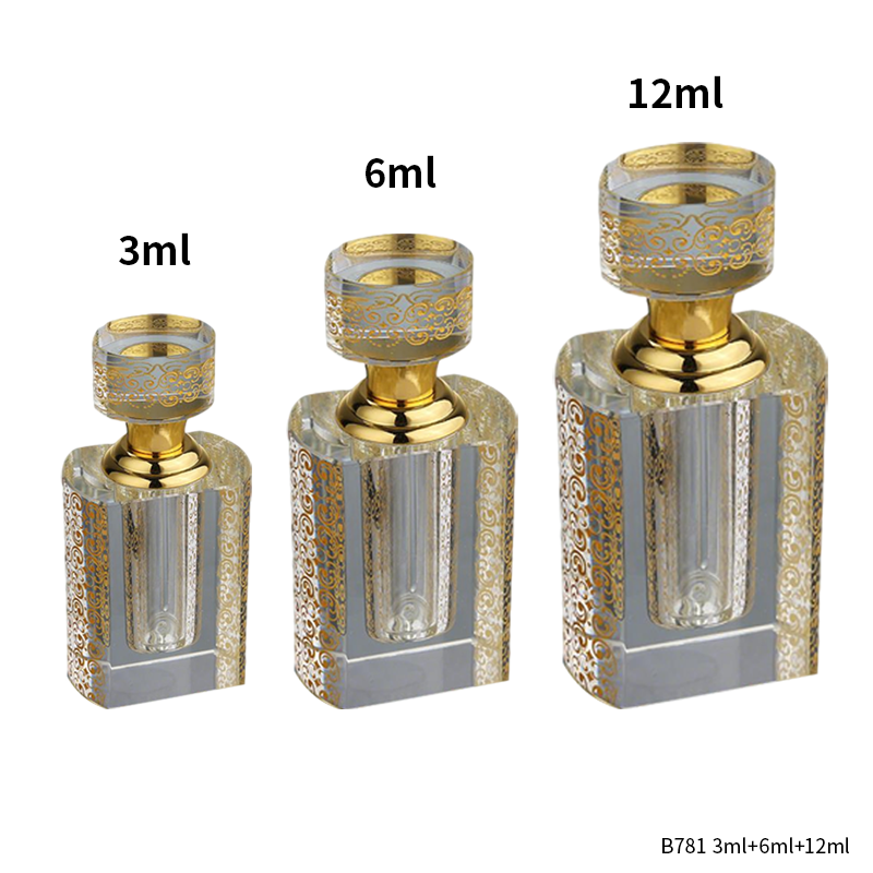 3pcs Crystal Essential Oil Bottle 3ml+6ml+12ml B781 زجاجة زيت كريستالية فارغة، زجاجة عطور زيتية فارغة، زجاجة عطر أساسية قابلة لإعادة التعبئة، زجاجة زيت 3/6/12 مل، زجاجة توزيع