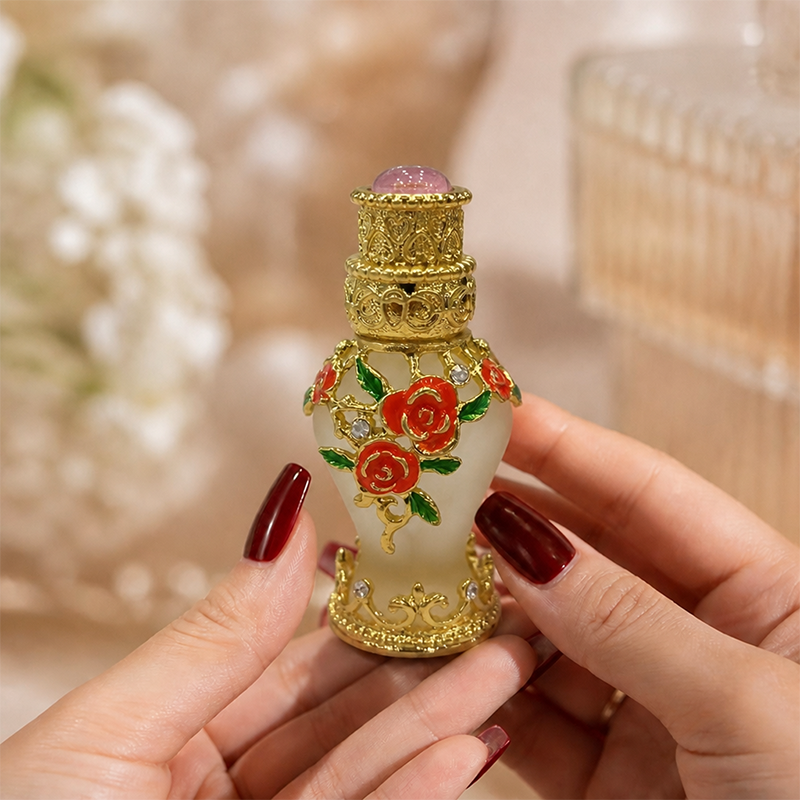 4pcs Crystal Perfume Essential Oil Bottle 8ml D9363 4pcs كريستال عطر زجاجة الزيوت الأساسية 8 مل D9363