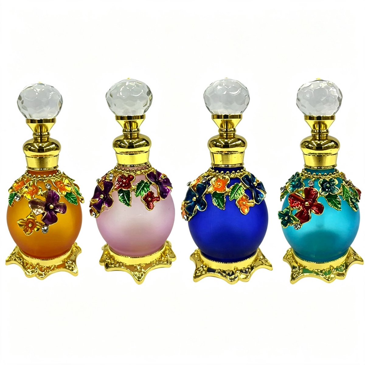 4pcs Crystal Perfume Essential Oil Bottle 15ml D9357 4pcs كريستال عطر زجاجة الزيوت الأساسية 15 مل D9357