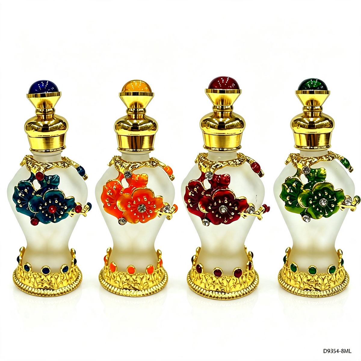 4pcs Crystal Perfume Essential Oil Bottle 8ml D9354 4pcs كريستال عطر زجاجة الزيوت الأساسية 8 مل D9354