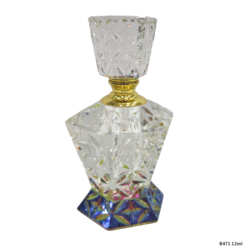 1pcs Crystal Perfume Essential Oil Bottle 12ml B471 زجاجة زيت كريستالية فارغة بسعة 12 مل، زجاجة عطور زيتية فارغة، زجاجة عطر زيت عطري قابلة لإعادة التعبئة، زجاجة زيت بسعة 12 مل.