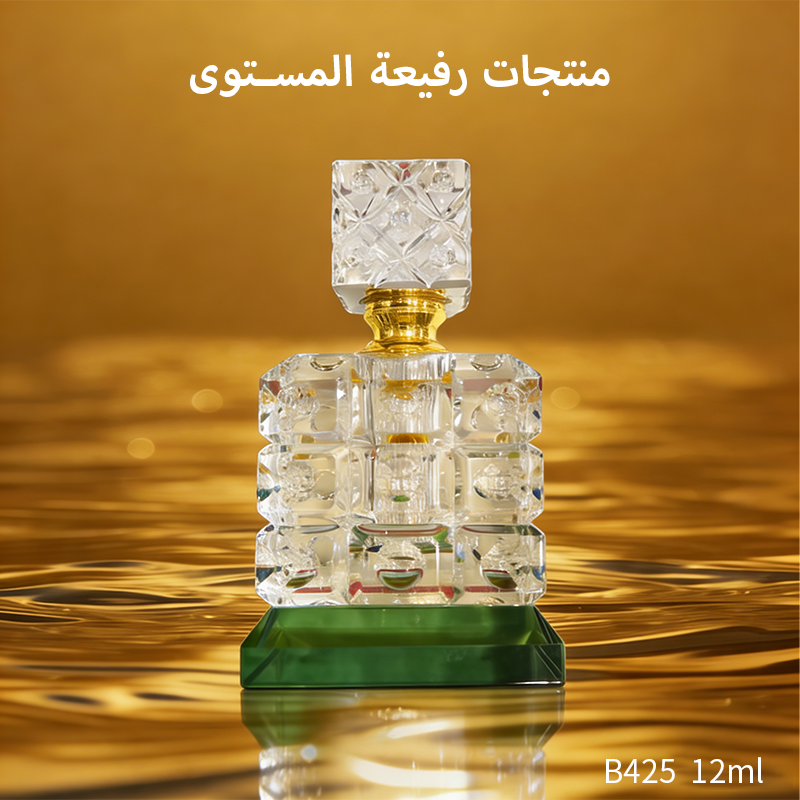 1pcs Crystal Perfume Essential Oil Bottle 12ml B425 زجاجة زيت كريستالية فارغة بسعة 12 مل، زجاجة عطور زيتية فارغة، زجاجة عطر زيت عطري قابلة لإعادة التعبئة، زجاجة زيت بسعة 12 مل.