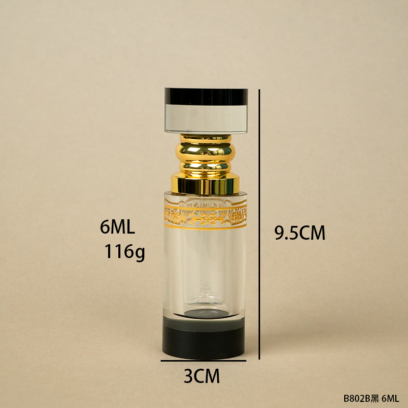 1pcs Crystal Perfume Essential Oil Bottle 6ml B802B-BLACK 1pcs كريستال عطر زجاجة الزيوت العطرية 6ml B802B- أسود