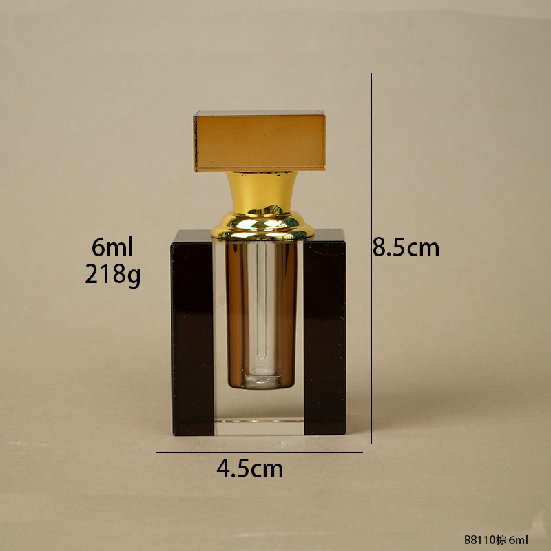 1pcs Crystal Perfume Essential Oil Bottle 6ml B811B-BROWN 1pcs كريستال عطر زجاجة الزيوت العطرية 6ml B811B- البني