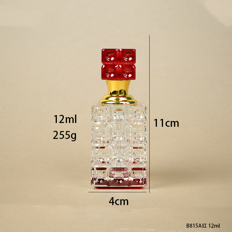1pcs Crystal Perfume Essential Oil Bottle 12ml B815A-RED 1pcs زجاجة الزيوت العطر الكريستال 12 مل B815A- أحمر
