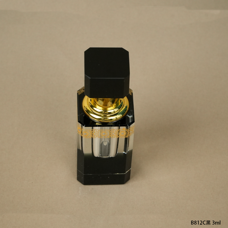 1pcs Crystal Perfume Essential Oil Bottle 3ml B812C-BLACK 1pcs زجاجة الزيوت العطر الكريستال 3ml B812C- أسود