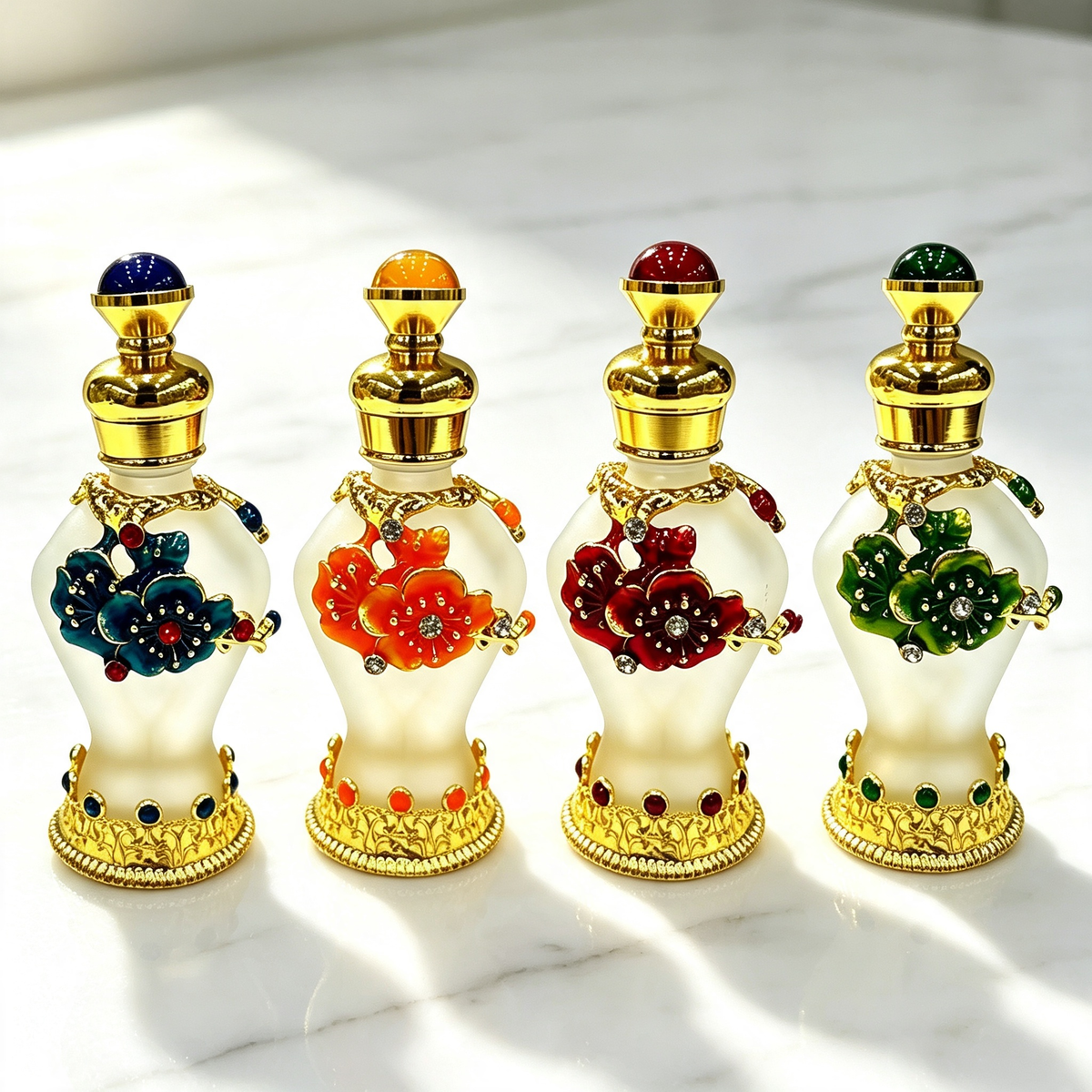 4pcs Crystal Perfume Essential Oil Bottle 8ml D9354 4pcs كريستال عطر زجاجة الزيوت الأساسية 8 مل D9354