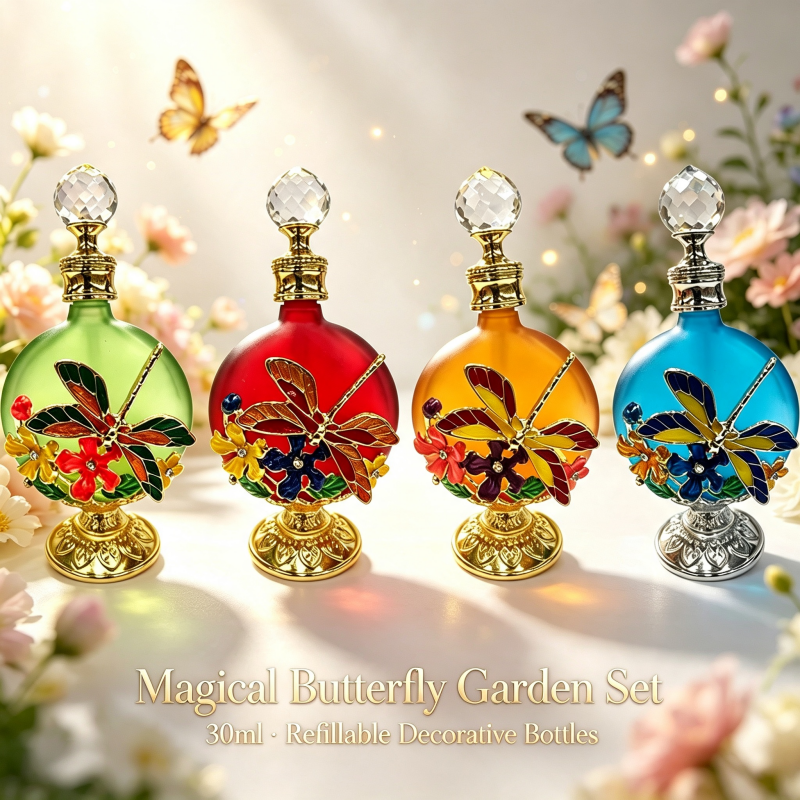 4pcs Crystal Perfume Essential Oil Bottle 30ml D9342 4pcs كريستال عطر زجاجة الزيوت الأساسية 30 مل D9342
