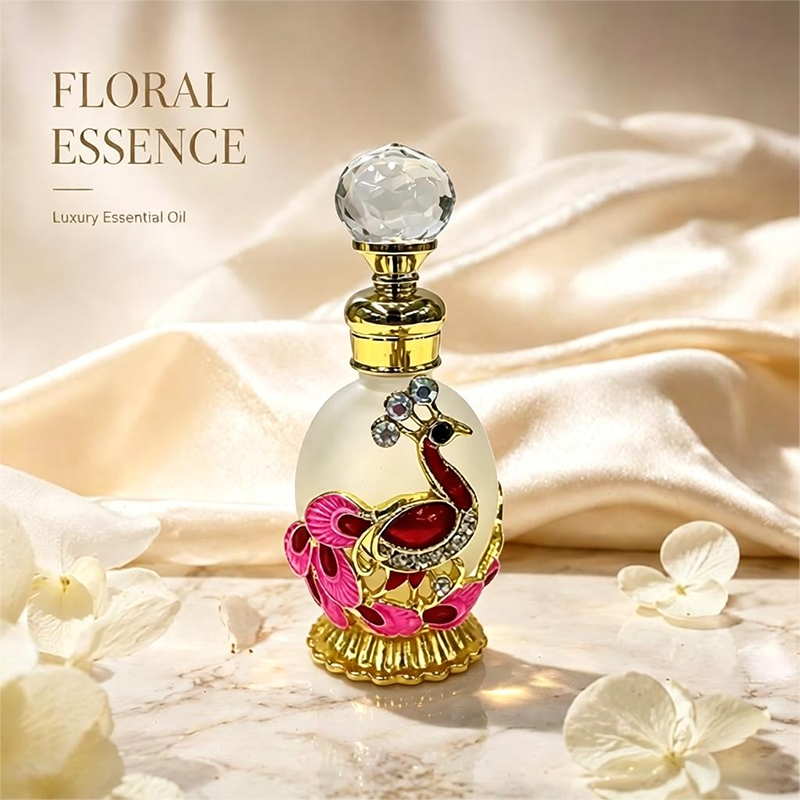 4pcs Crystal Perfume Essential Oil Bottle 15ml D9349 4pcs كريستال عطر زجاجة الزيوت الأساسية 15 مل D9349
