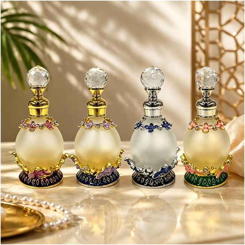 4pcs Crystal Perfume Essential Oil Bottle 15ml D9340 4pcs كريستال عطر زجاجة الزيوت الأساسية 15 مل D9340