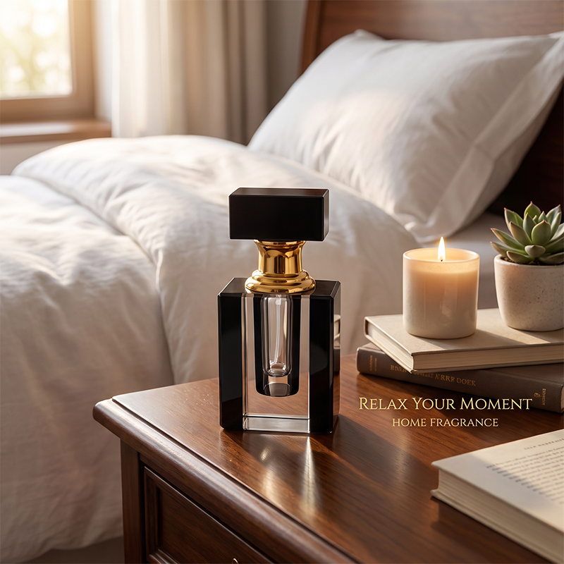 1pcs Crystal Perfume Essential Oil Bottle 12ml B811C-black - أسود12ml B811C زجاجة الزيوت العطر الكريستال 1pcs