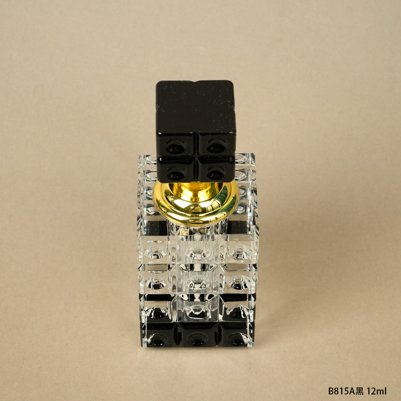 1pcs Crystal Perfume Essential Oil Bottle 12ml B815A-BLACK 1pcs كريستال عطر زجاجة الزيوت الأساسية 12ml B815A- أسود