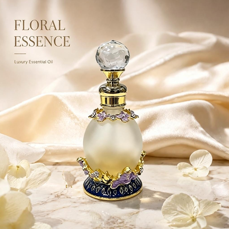 4pcs Crystal Perfume Essential Oil Bottle 15ml D9340 4pcs كريستال عطر زجاجة الزيوت الأساسية 15 مل D9340