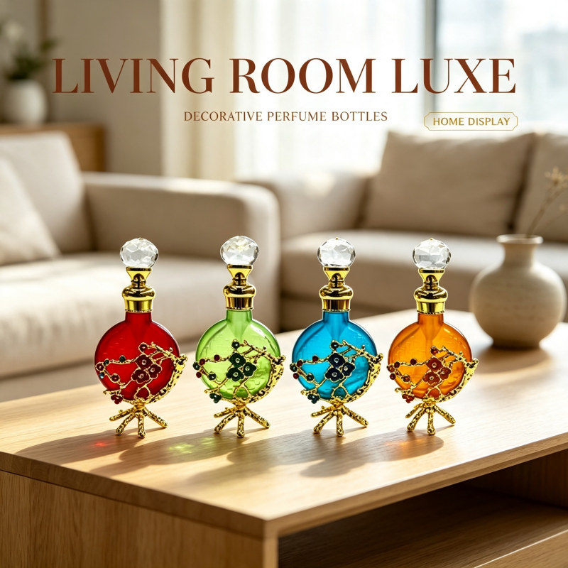 4pcs Crystal Perfume Essential Oil Bottle 10ml D9351 4pcs كريستال عطر زجاجة الزيوت العطرية 10 مل D9351