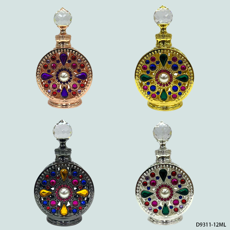 4pcs Crystal Perfume Essential Oil Bottle 12ml D9311 4pcs كريستال عطر زجاجة الزيوت الأساسية 12 مل D9311