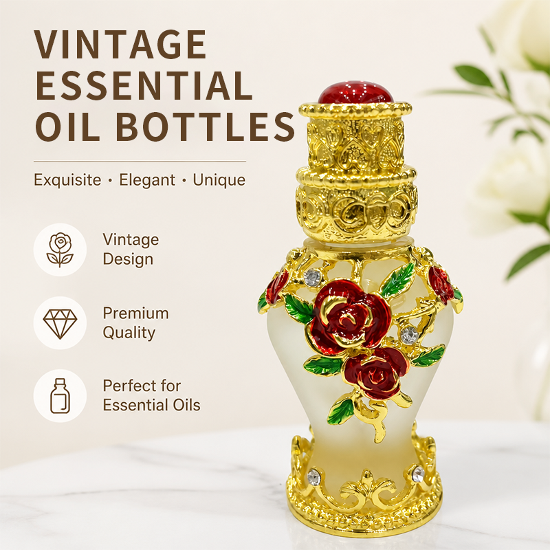 4pcs Crystal Perfume Essential Oil Bottle 8ml D9363 4pcs كريستال عطر زجاجة الزيوت الأساسية 8 مل D9363