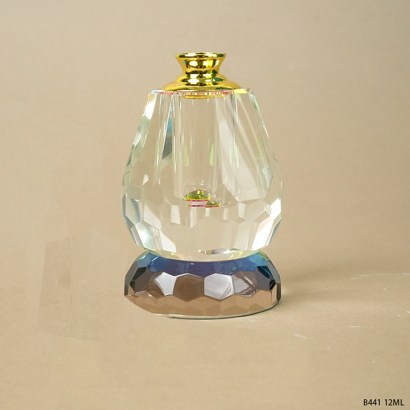 1pcs Crystal Perfume Essential Oil Bottle 12ml B441 زجاجة زيت كريستالية فارغة بسعة 12 مل، زجاجة عطور زيتية فارغة، زجاجة عطر زيت عطري قابلة لإعادة التعبئة، زجاجة زيت بسعة 12 مل.