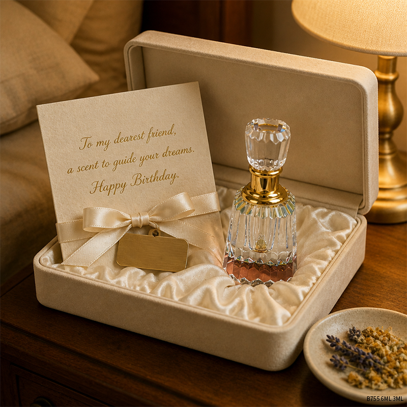 2pcs Crystal Perfume Essential Oil Bottle 6ml+3ml B755 زجاجة زيت كريستالية فارغة، زجاجة عطور زيتية فارغة، زجاجة عطر أساسية قابلة لإعادة التعبئة، زجاجة زيت بسعة 6 مل