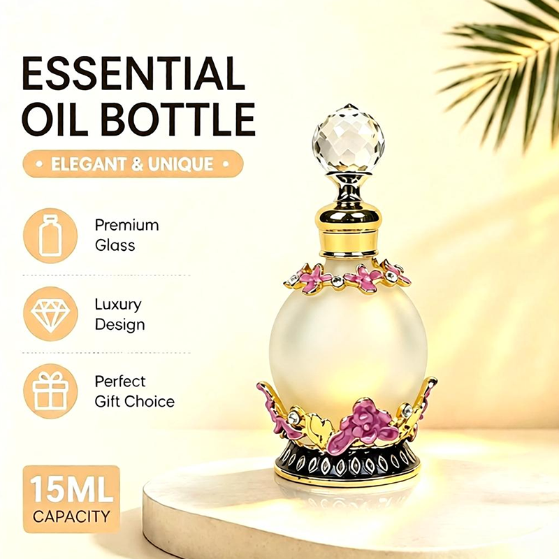 4pcs Crystal Perfume Essential Oil Bottle 15ml D9340 4pcs كريستال عطر زجاجة الزيوت الأساسية 15 مل D9340