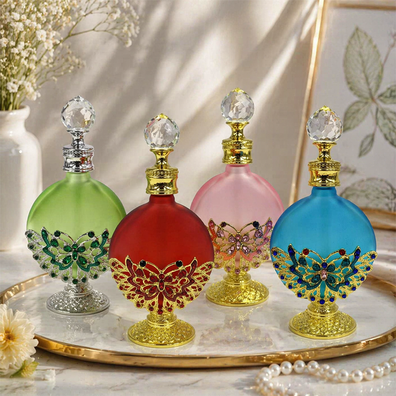 4pcs Crystal Perfume Essential Oil Bottle 30ml D9362 4pcs كريستال عطر زجاجة الزيوت الأساسية 30 مل D9362