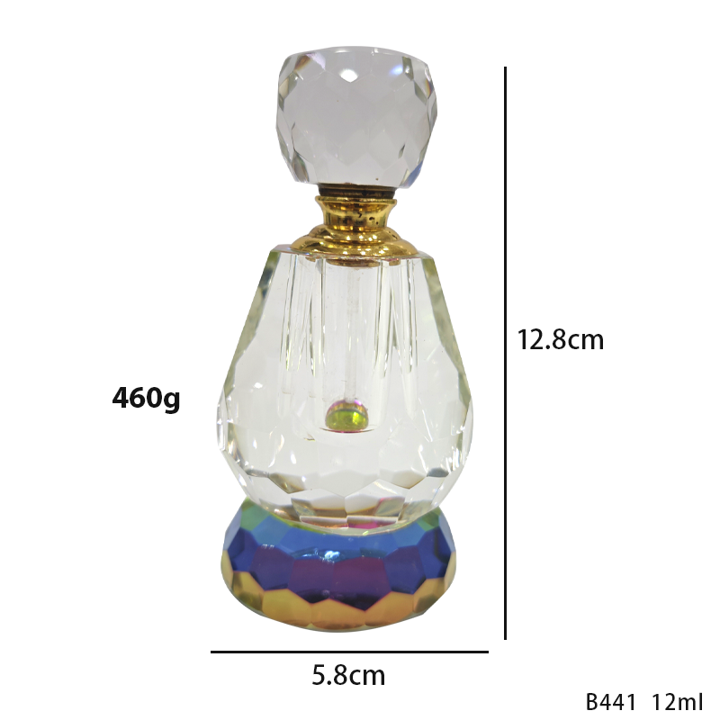 1pcs Crystal Perfume Essential Oil Bottle 12ml B441 زجاجة زيت كريستالية فارغة بسعة 12 مل، زجاجة عطور زيتية فارغة، زجاجة عطر زيت عطري قابلة لإعادة التعبئة، زجاجة زيت بسعة 12 مل.