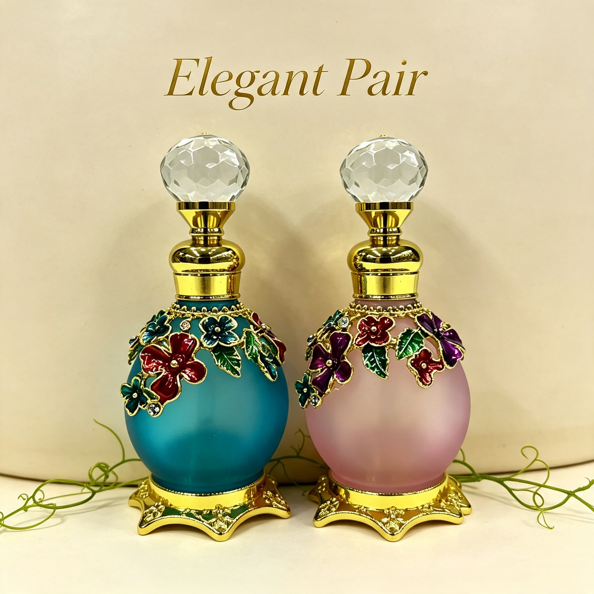 4pcs Crystal Perfume Essential Oil Bottle 15ml D9357 4pcs كريستال عطر زجاجة الزيوت الأساسية 15 مل D9357
