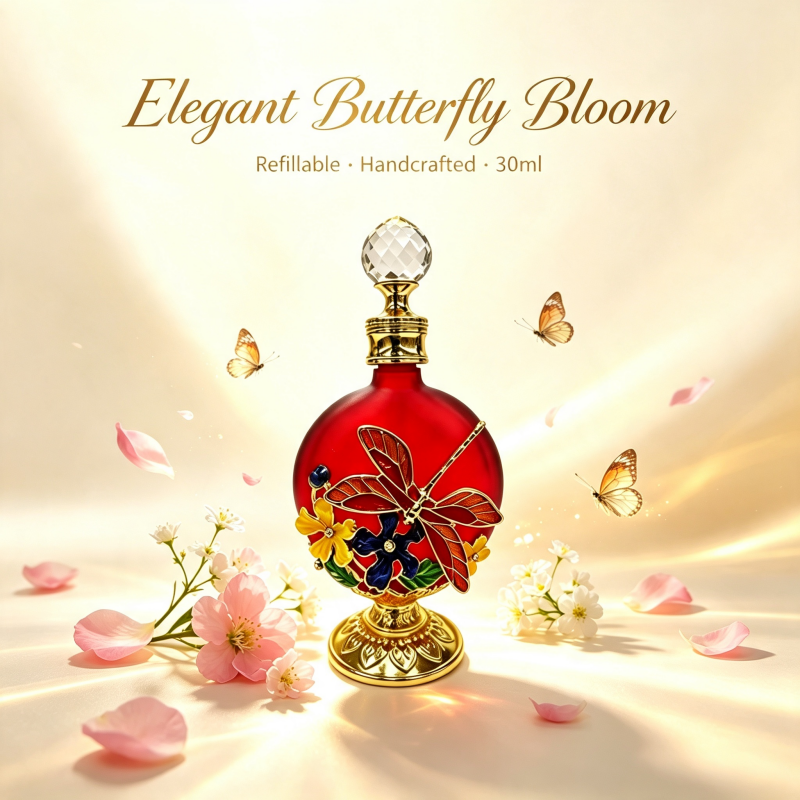 4pcs Crystal Perfume Essential Oil Bottle 30ml D9342 4pcs كريستال عطر زجاجة الزيوت الأساسية 30 مل D9342