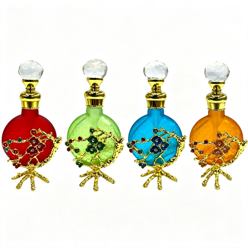 4pcs Crystal Perfume Essential Oil Bottle 10ml D9351 4pcs كريستال عطر زجاجة الزيوت العطرية 10 مل D9351