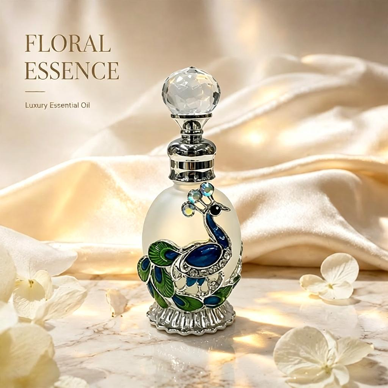 4pcs Crystal Perfume Essential Oil Bottle 15ml D9349 4pcs كريستال عطر زجاجة الزيوت الأساسية 15 مل D9349