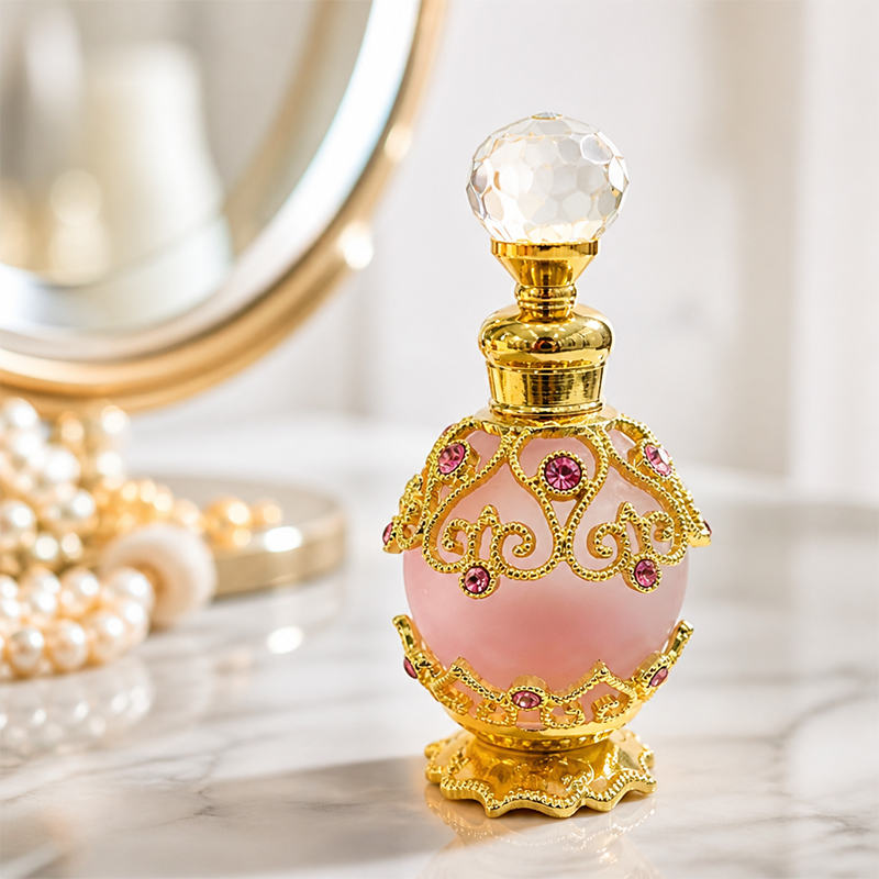1pcs Crystal Perfume Essential Oil Bottle 15ml 4colors D9252 1pcs زجاجة الزيوت العطر الكريستال 15 مل اللون D9252
