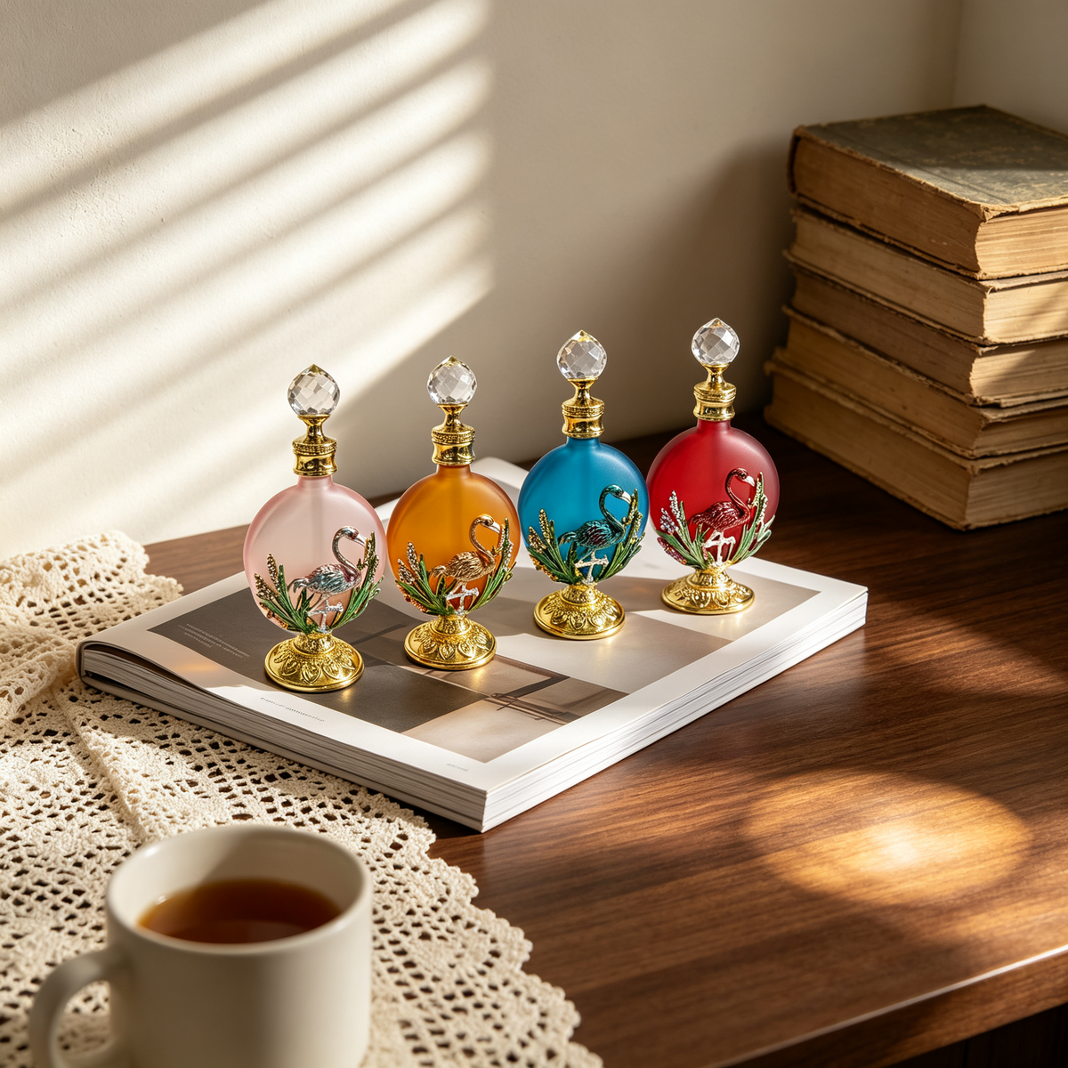 4pcs Crystal Perfume Essential Oil Bottle 30ml D9315 4pcs كريستال عطر زجاجة الزيوت الأساسية 30 مل D9315