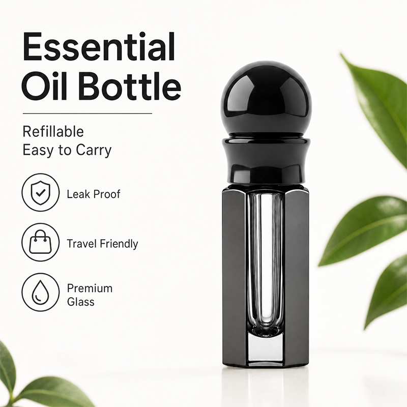 1pcs Crystal Perfume Essential Oil Bottle 3ml A130C-black 1pcs كريستال عطر زجاجة الزيوت الأساسية 3 مل A130C- أسود