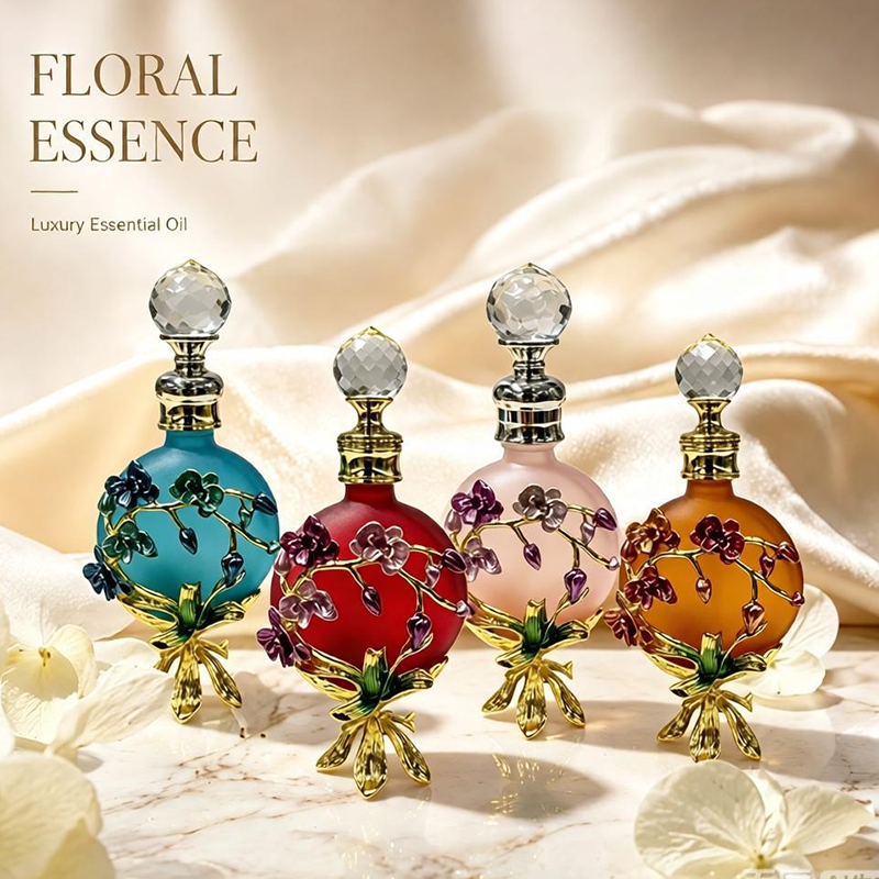 4pcs Crystal Perfume Essential Oil Bottle 30ml D9318 4pcs كريستال عطر زجاجة الزيوت الأساسية 30 مل D9318
