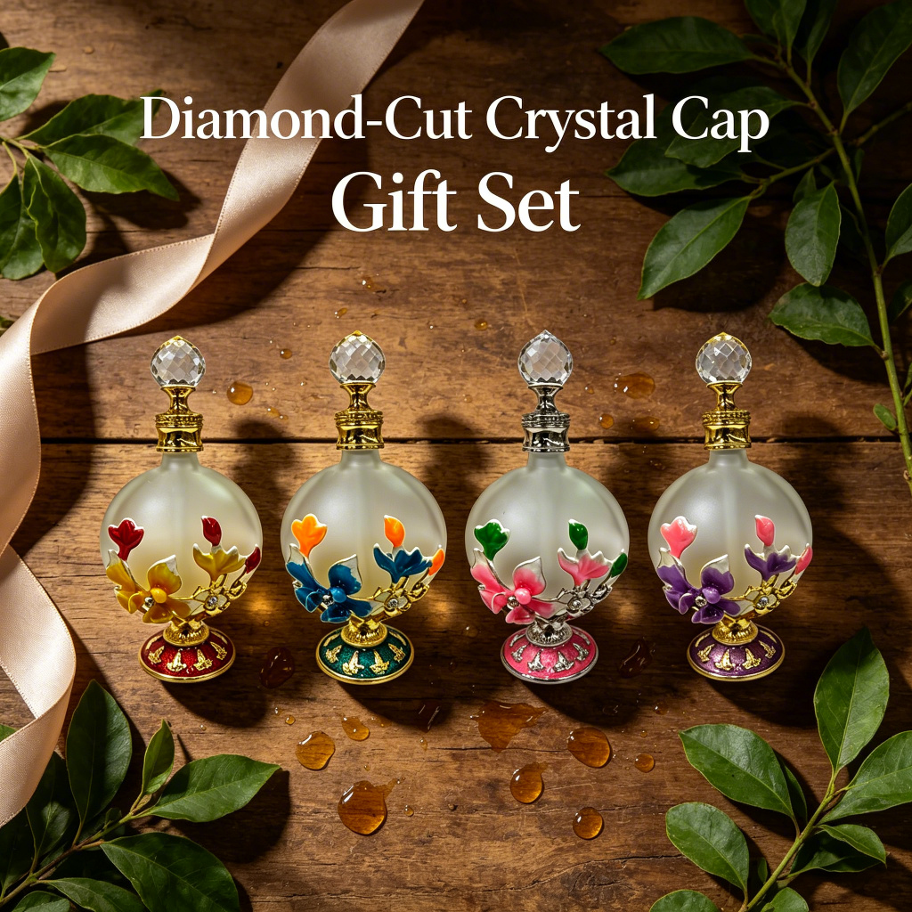 4pcs Crystal Perfume Essential Oil Bottle 30ml D9343 4pcs كريستال عطر زجاجة الزيوت الأساسية 30 مل D9343
