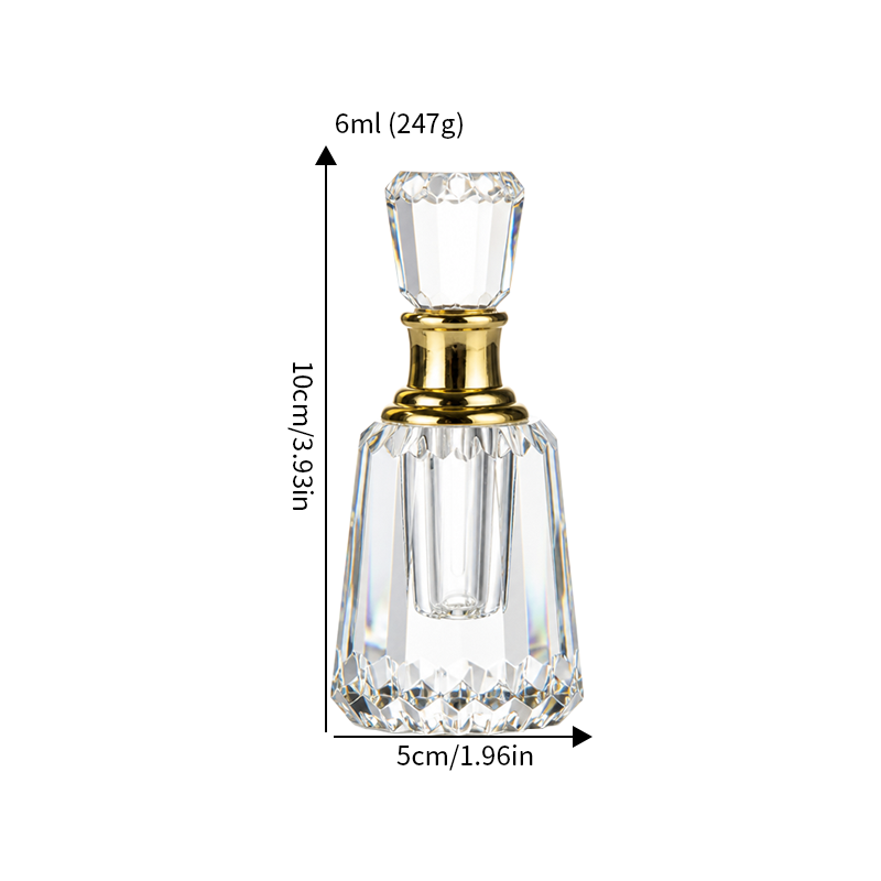 2pcs Crystal Perfume Essential Oil Bottle 6ml+3ml B755 زجاجة زيت كريستالية فارغة، زجاجة عطور زيتية فارغة، زجاجة عطر أساسية قابلة لإعادة التعبئة، زجاجة زيت بسعة 6 مل