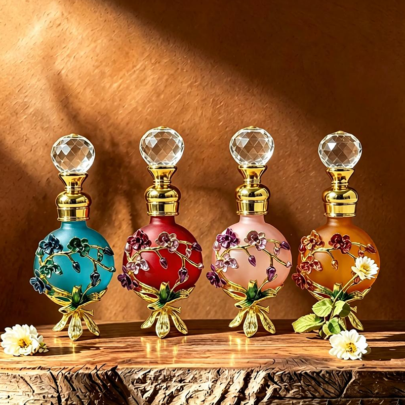 4pcs Crystal Perfume Essential Oil Bottle 30ml D9318 4pcs كريستال عطر زجاجة الزيوت الأساسية 30 مل D9318