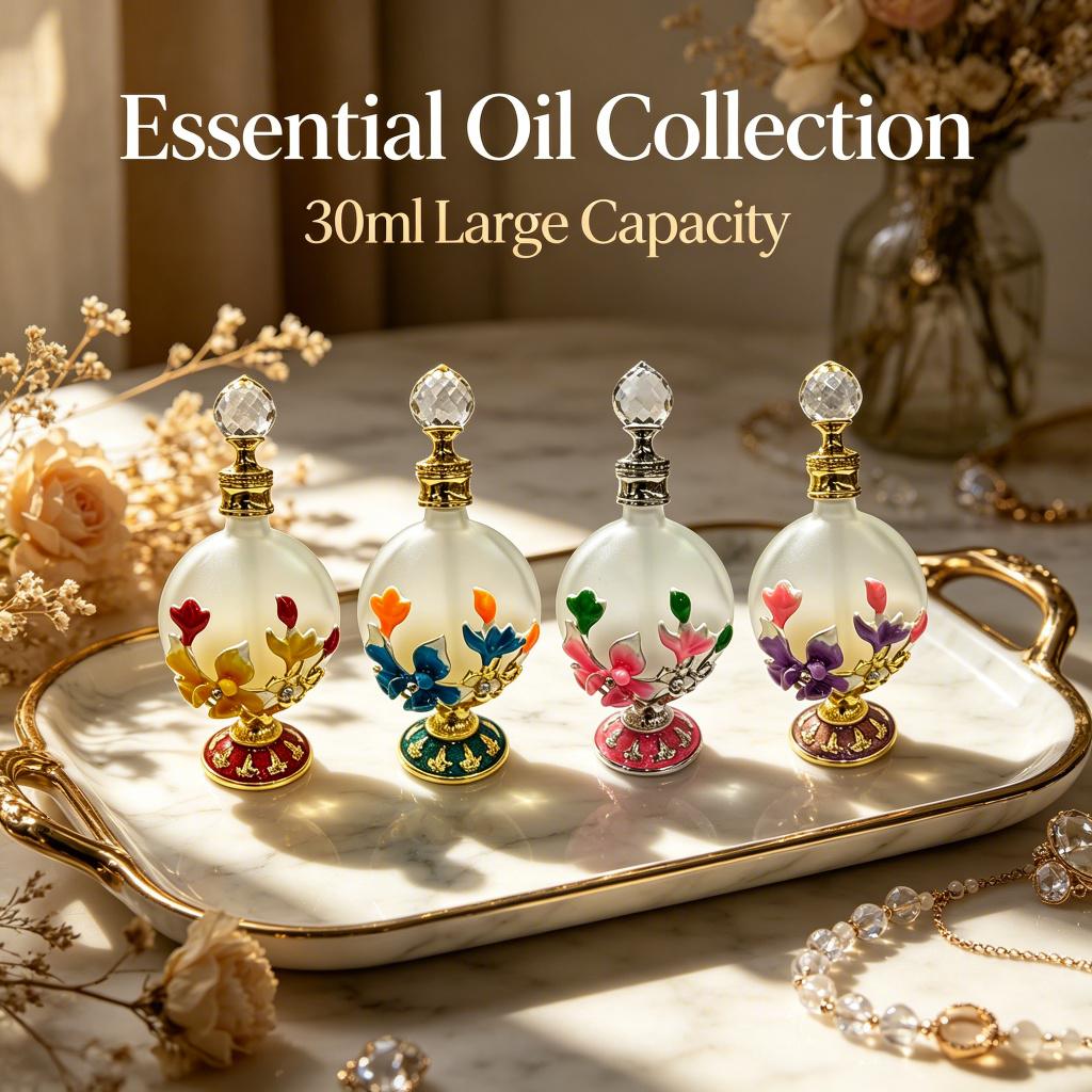 4pcs Crystal Perfume Essential Oil Bottle 30ml D9343 4pcs كريستال عطر زجاجة الزيوت الأساسية 30 مل D9343