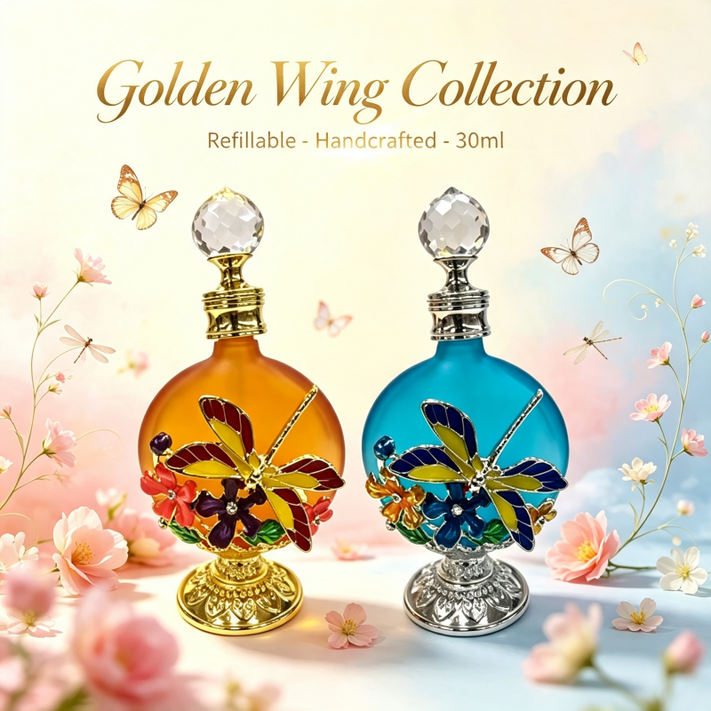 4pcs Crystal Perfume Essential Oil Bottle 30ml D9342 4pcs كريستال عطر زجاجة الزيوت الأساسية 30 مل D9342