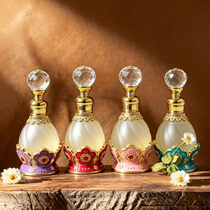 4pcs Crystal Perfume Essential Oil Bottle 15ml D9339 4pcs كريستال عطر زجاجة الزيوت الأساسية 15 مل D9339