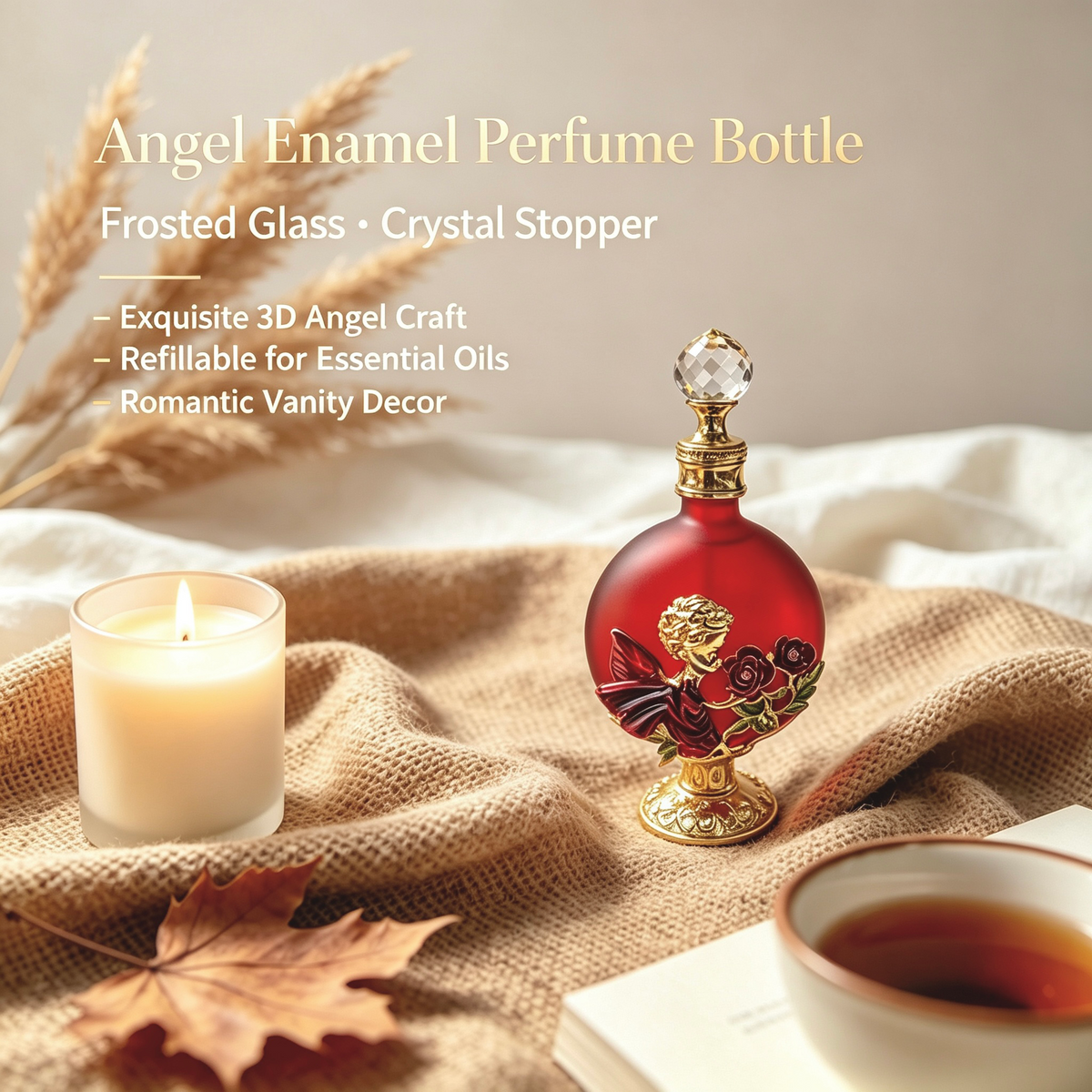4pcs Crystal Perfume Essential Oil Bottle 30ml D9341 4pcs كريستال عطر زجاجة الزيوت الأساسية 30 مل D9341