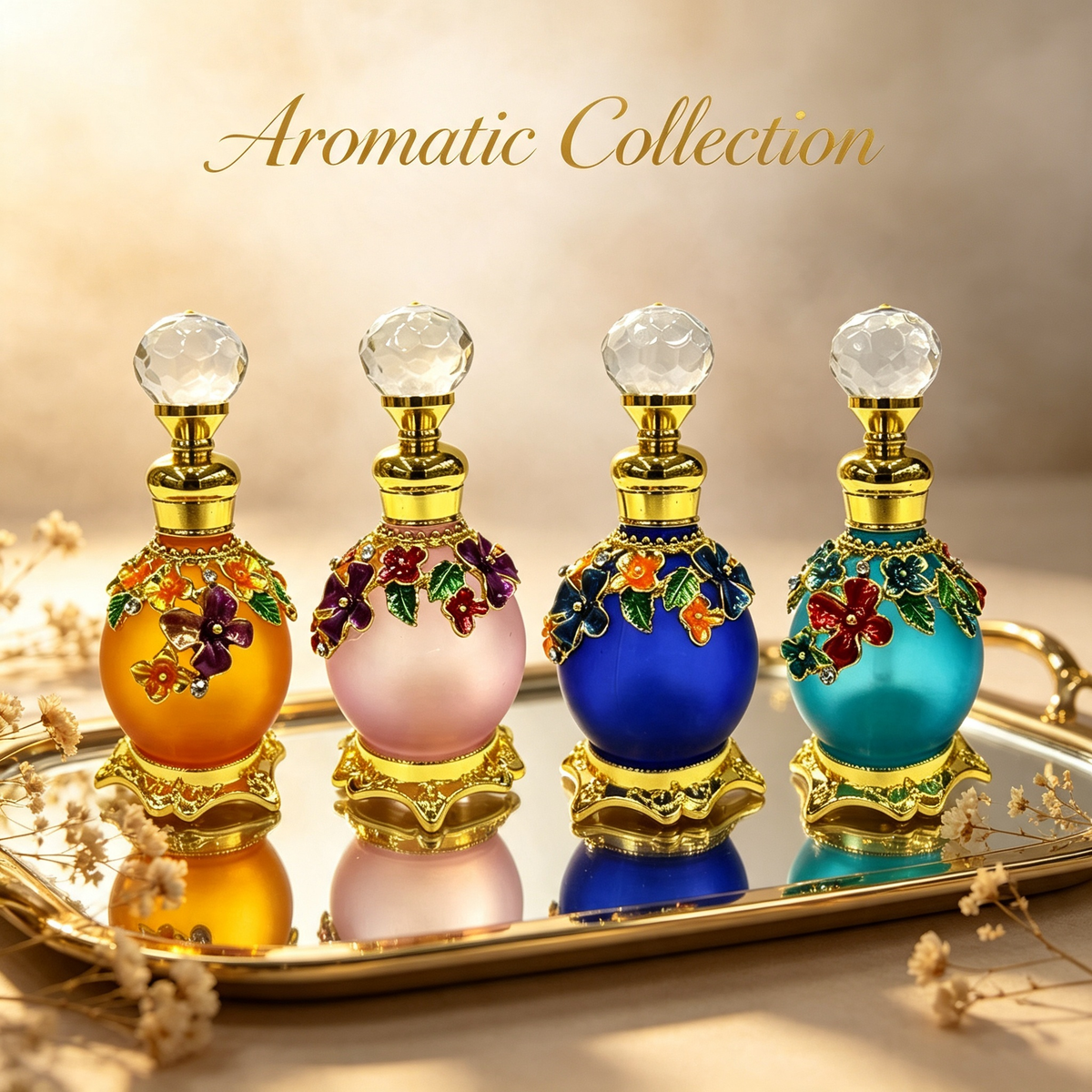 4pcs Crystal Perfume Essential Oil Bottle 15ml D9357 4pcs كريستال عطر زجاجة الزيوت الأساسية 15 مل D9357