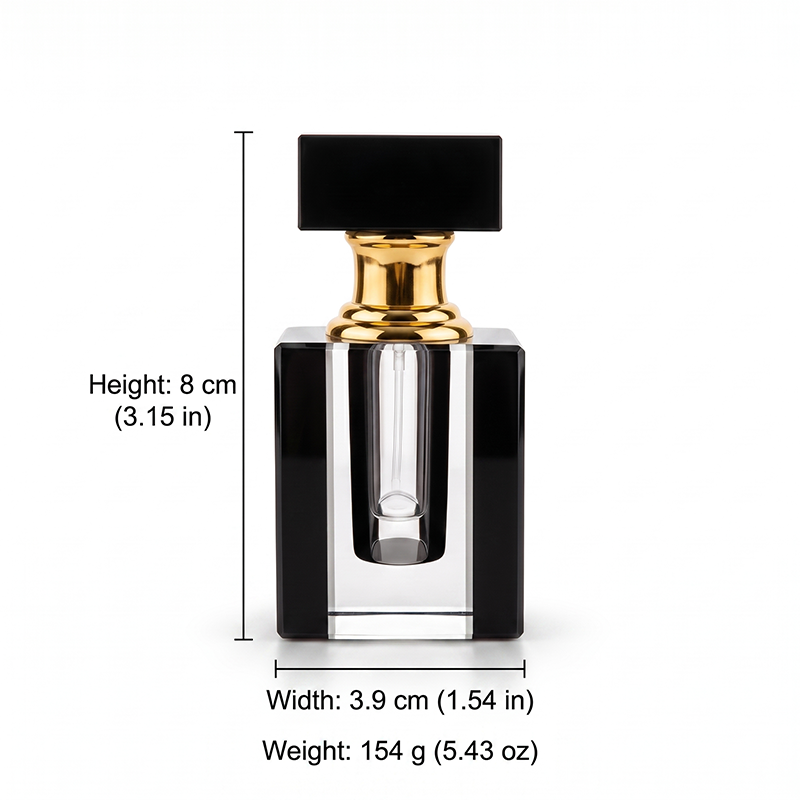1pcs Crystal Perfume Essential Oil Bottle 12ml B811C-black - أسود12ml B811C زجاجة الزيوت العطر الكريستال 1pcs
