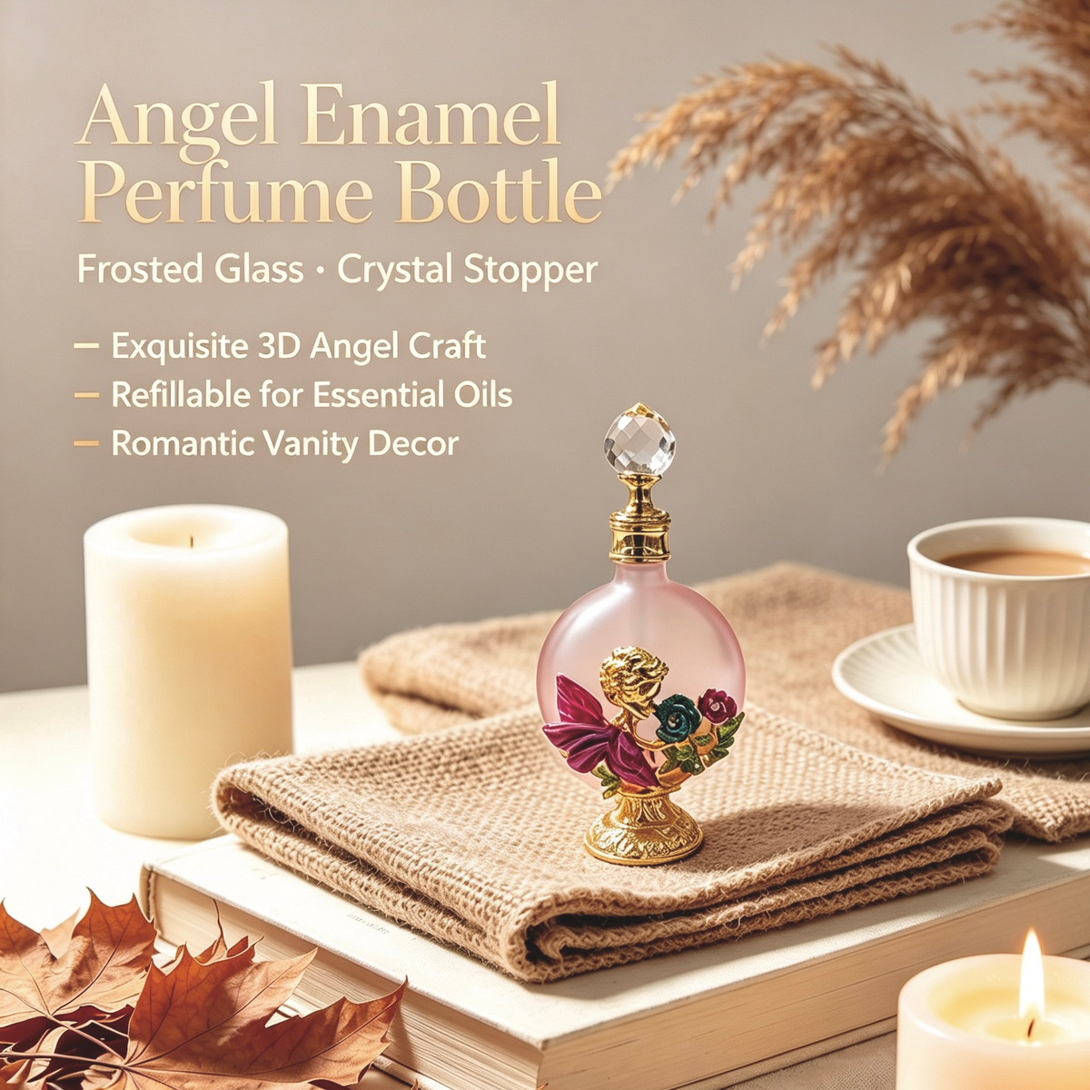 4pcs Crystal Perfume Essential Oil Bottle 30ml D9341 4pcs كريستال عطر زجاجة الزيوت الأساسية 30 مل D9341