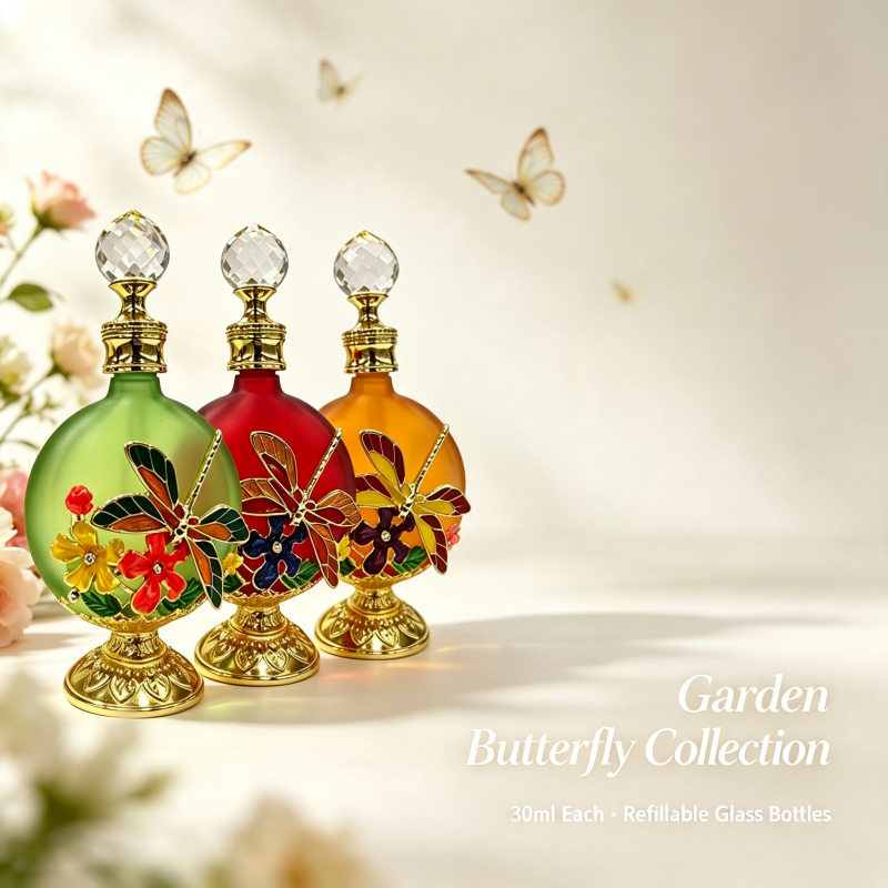 4pcs Crystal Perfume Essential Oil Bottle 30ml D9342 4pcs كريستال عطر زجاجة الزيوت الأساسية 30 مل D9342